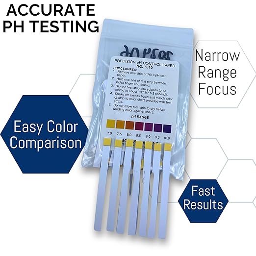 Eisco Labs - pH Test Strips 7-10 Range - Narrow-Range pH Testing Kit with Broad Color Spectrum, 50 Strips