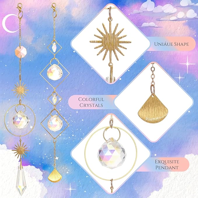 6 Pcs Plant Propagation Station Colorful Crystal Suncatcher, Handmade Boho Rooting Vase, Hanging Window Plant Propagator Stations Suncatcher with Chain Pendant Ornament Balls
