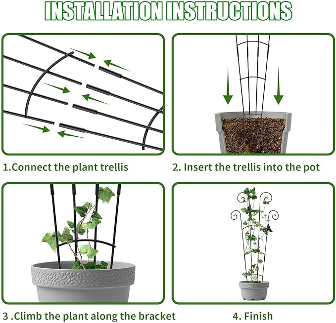 Metal Garden Stake for Potted Climbing Houseplants Supported Indoor Outdoor Metal Plant Indoor Stackable Plant Houseplant Small Supported for Potted
