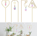 WellSign Small Trellis for Potted Plants Indoor with Colorful Crystal Sun Catcher, 14.17 Inch Metal Plant Lattice for Mini Potted Plant Decoration for Home Window Garden 4 Pack