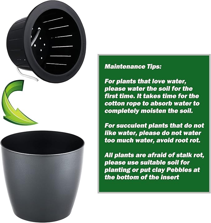 Planterhoma 6.7 Inch Self Watering Pots for Indoor Plants, 6 Packs African Violet Pots, Black Wick Pot with Drainage Holes, Self Watering Planters for Orchid, Devil's Ivy, Blue/Rose Gold
