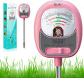 HSLGOVE 4-in-1 Soil Test Kit – Soil Moisture Meter, pH, Fertility & Sun-Light, No Battery Required, Large Dial Soil Tester for Indoor & Outdoor Gardening, Lawn, Farm –Rose Pink