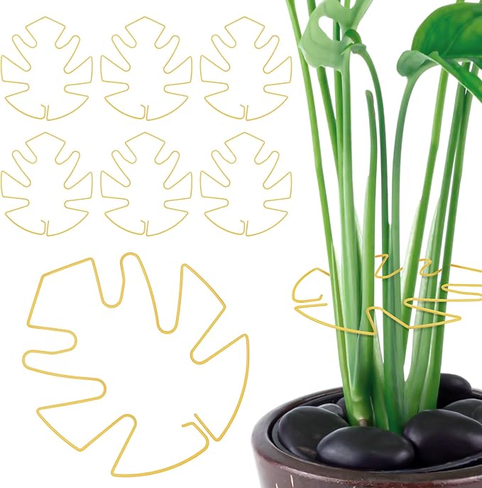 6Pcs Gold Iron Monstera Plant Support Stakes - Indoor Plant Holders for Stem Support and Thriving Growth