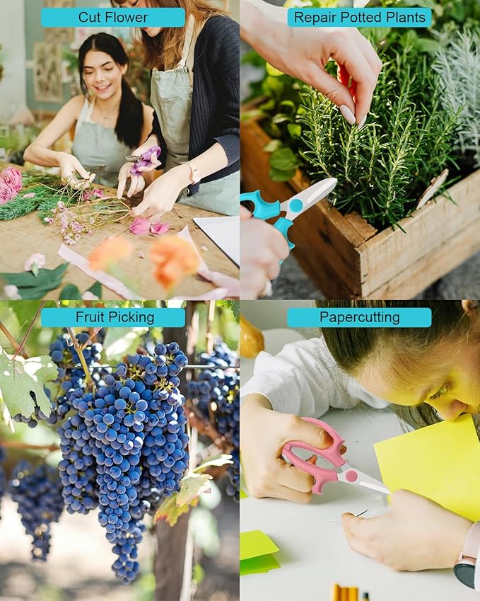 Flower Scissors - Stainless Steel Flower Shears, Garden Plant Floral Shears for Fresh Flowers Stems (Blue, Green, Pink, Violet) (1 PC Violet)