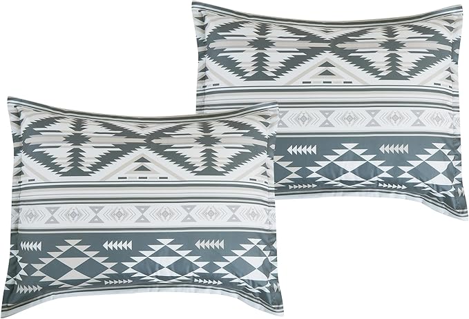 Chezmoi Collection Zella 3-Piece Southwestern Geometric Motif Comforter Set - Multicolor Gray White Light Brown Printed Washed Microfiber Bedding, Full