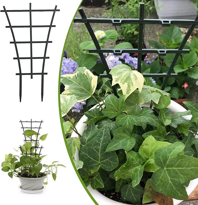 4 Pack Plant Stakes for Indoor Plants, 10 Inch Sturdy Small Heavy Duty Small Plant Trellis,Plastic Stackable Rustproof Indoor Trellis for Vine Flower Houseplant Rose Ivy Monstera Hoya