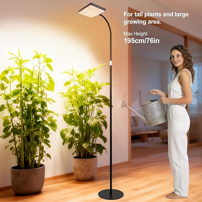 FECiDA 2026 Floor Lamp Grow Light, Grow Lights with Stable Stand Base for Indoor Plants, Bonsai Tree, 4/8/12/16/20 Hr Timer, 25 Watt Power Draw, NO Need Adapter, 40"-76" Height Adjustable