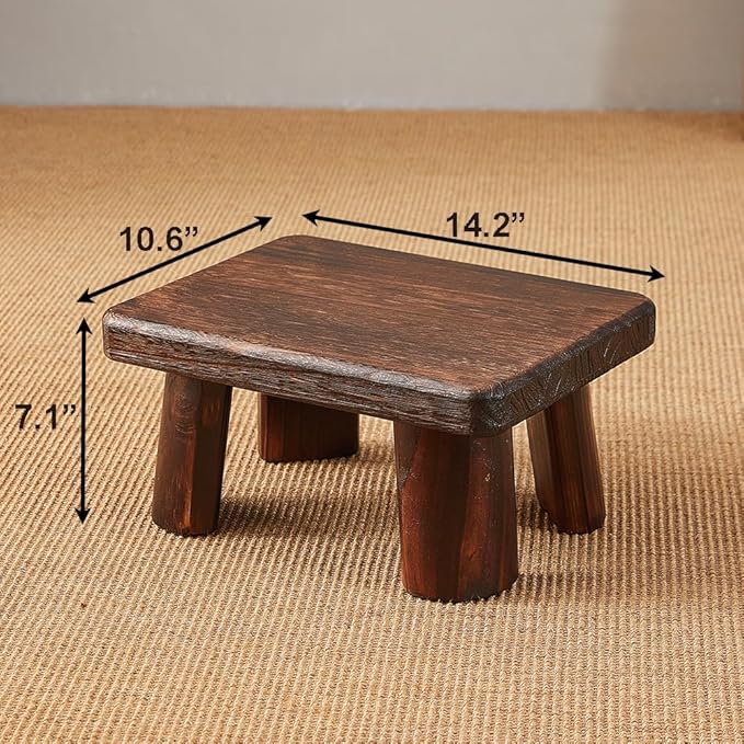 Wooden Stool, Bedside Step Stool, Step Ladder for Kitchen & Bathroom, Foot Rest Stool, Super Sturdy Hold Up to 500 LBS