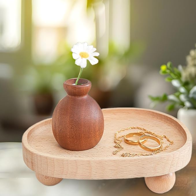 Vaveren Wooden Riser Tray Jewelry Display Dish Soap Holder Pedestal Stand for Fireplace Kitchen Counter Candle Holder Vanity Birthday