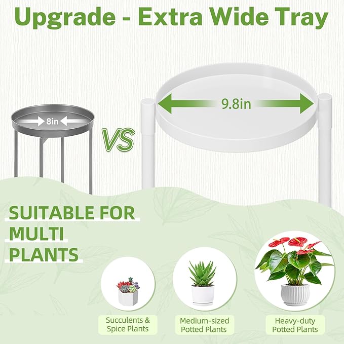 iDavosic.ly 3 Tier Large Plant Stand Indoor, 10 Inch Wide Tall Corner Metal Plant Stands Outdoor for Multiple Plants, Folding Tiered Flower Display Holder Rack Shelf, White
