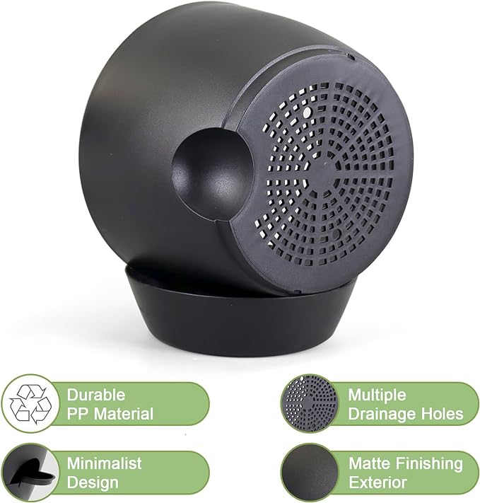 WSMKSZ 10/9/8 inch Medium Self Watering Pots, Plant Pots with Mesh Drainage Holes for Indoor Outdoor Garden Plants, Flower Pots with Removable Deep Reservoir, Set of 3 Plastic Planters, Black