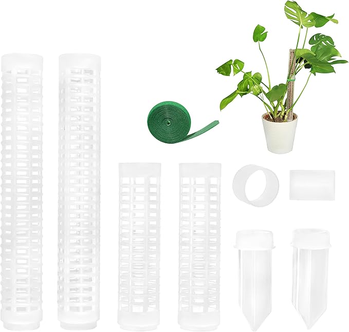 9 PCS Stackable Transparent Plastic Moss Pole for Plants Monstera, Plant Support for Indoor Plants, Indoor Plant Accessories Support Stakes, Plant Stakes for Indoor Plants Plant Pots