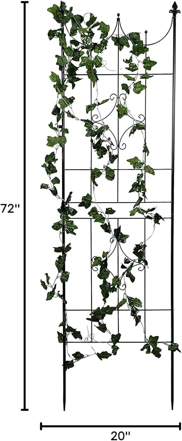OUTOUR Larger Garden Trellis Plant Support Wire Lattice Grid Panel Stake Fence, 70"x20", for Climbing Plants, Potted Vines Vegetables Vining Flowers Ivy Roses Clematis, Lawn Backyard Patio, Black