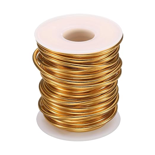 HARFINGTON Bonsai Wire Anodized Aluminum Training Wire Roll 3mm/9 Gauge 33ft Length Bendable Bonsai Tree Wire for Garden, Horticulture, Landscape, Planting, Golden