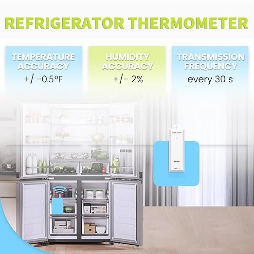 Wireless Freezer Thermometer with Alarm Refrigerator Thermometer, Fridge Freezer Alarm Thermometer Digital with 3 Adjustable Backlight and 330FT Remote Range for Kitchen Home Restaurant (One Sensor)