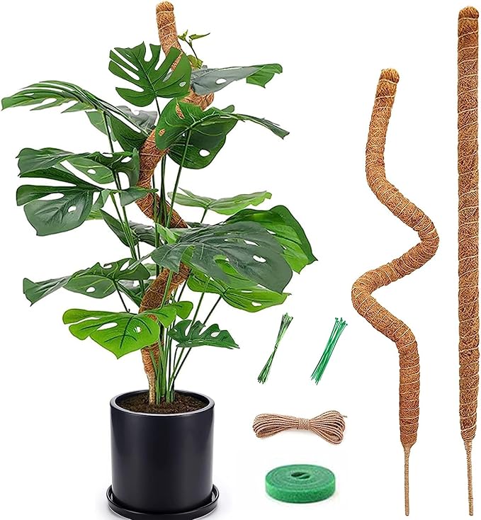 2 Pack Moss Pole for Plants Monstera - 25 Inch Moss Poles for Climbing Plants Monstera, Bendable Moss Pole Stakes for Indoor, Handmade Coco Coir Plant Support for Plants Grow Upward