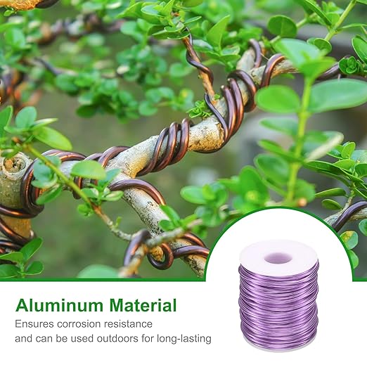HARFINGTON Bonsai Wire Anodized Aluminum Training Wire Roll 2mm/12 Gauge 98ft Length Bendable Bonsai Tree Wire for Garden, Horticulture, Landscape, Planting, Light Purple