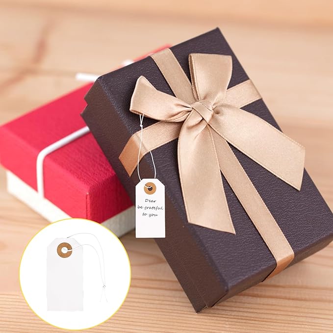 400 Pcs Paper Tags with String, 2-3/4" x 1-3/8" Label Tags with Hole for Organizing, Pricing, & Gift-Giving by IHDYPPEW