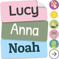 Personalized Name Labels for Kids (140 Labels) - Durable & Waterproof Custom Name Stickers for Clothing Tags, School Supplies, Camp & Daycare - Solid Colors (1.2”x0.5”)