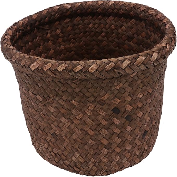 1pc Woven Storage Basket Bins for Toys Rattan Laundry Bin Wicker Trash Basket Indoor Plants Plant Shelf Indoor Wicker Plant Pot Brackets Vase Hanging Flowerpot Seaweed Liner French