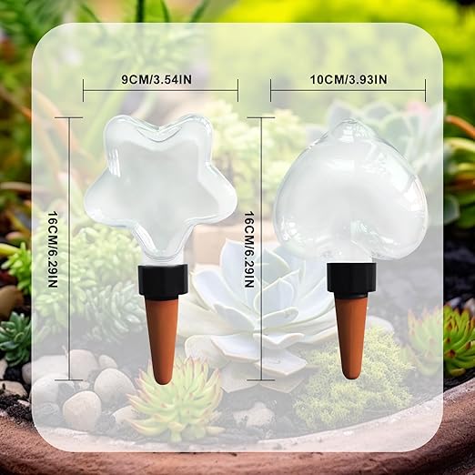 Heart2-shaped Self Plant Watering Globes-4 Top Fill Automatic Planter Watering Insert with Slow Release-Watering drip Irrigation Device for Indoor and Outdoor Plants.