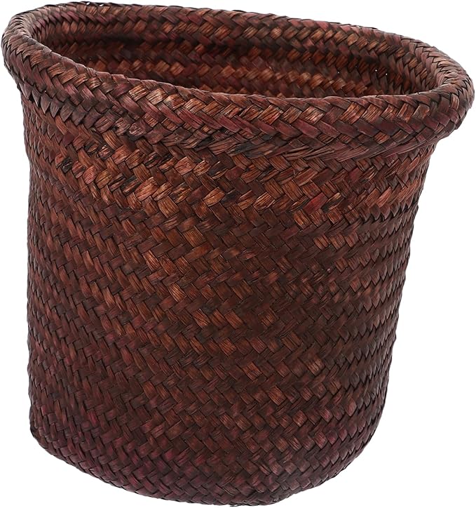 DOITOOL Woven Wicker Laundry Basket Seagrass Plant Basket Wicker Basket Planter Rattan Plant Pot Balcony Flower Pot Succulent Planter for Indoor Balcony Garden Fruit Basket 18cm Picnic Basket