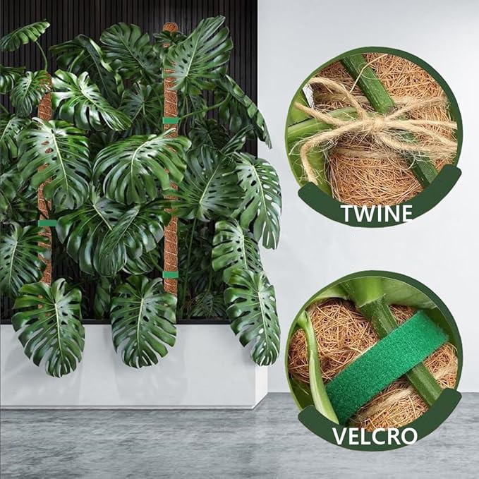 MAFONE Moss Pole Monstera Plant Support, 2 Pack 28” Bendable Moss Pole Monstera Plant Support for Climbing Plants Indoor, Handmade Coco Coir Plant Pole Sticks Support Stakes for Potted Plants