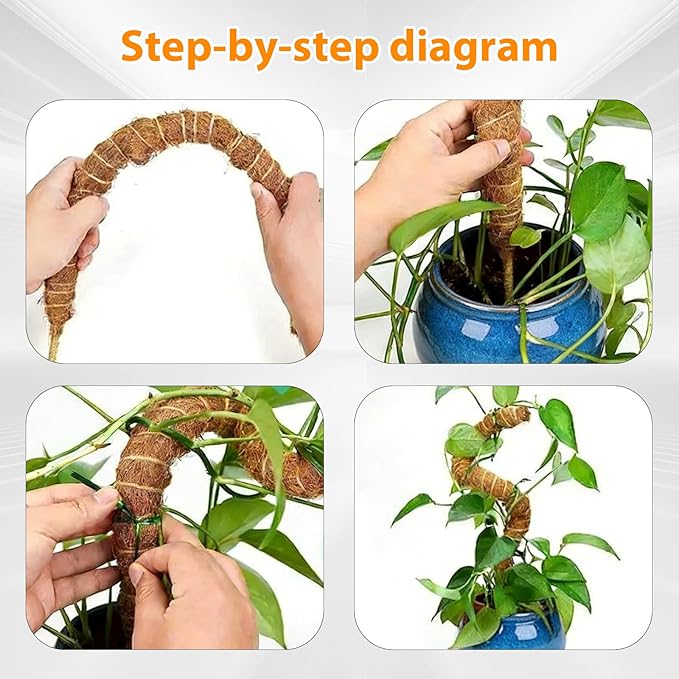 SYOWADA 2Pcs Adjustable Moss Poles for Indoor Plants Upgrade and Reinforcement Bendable 28" Poles Growth Support for Monstera Deliciosa & Tropical Climbers and Most Large Potted Plant
