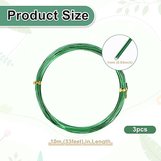 Bonsai Wire Kit, 98 Feet Green Aluminum Bonsai Tree Training Wire Bonsai-Tool Set Adjustable Wires Accessories for Holding Branches Small Trunks Bonsai-Trees Indoor Garden DIY Tools (Green, 1mm, 30m)