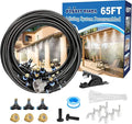 Pre-Assembled Mister Hose for Outside Patio, Misting System for Outdoor, 65Ft|20M. Backyard Cooling Mist for Garden, Greenhouse, Deck, Umbrella, Canopy, Pool, Porch.Trampoline Sprinkler Park, Chicken