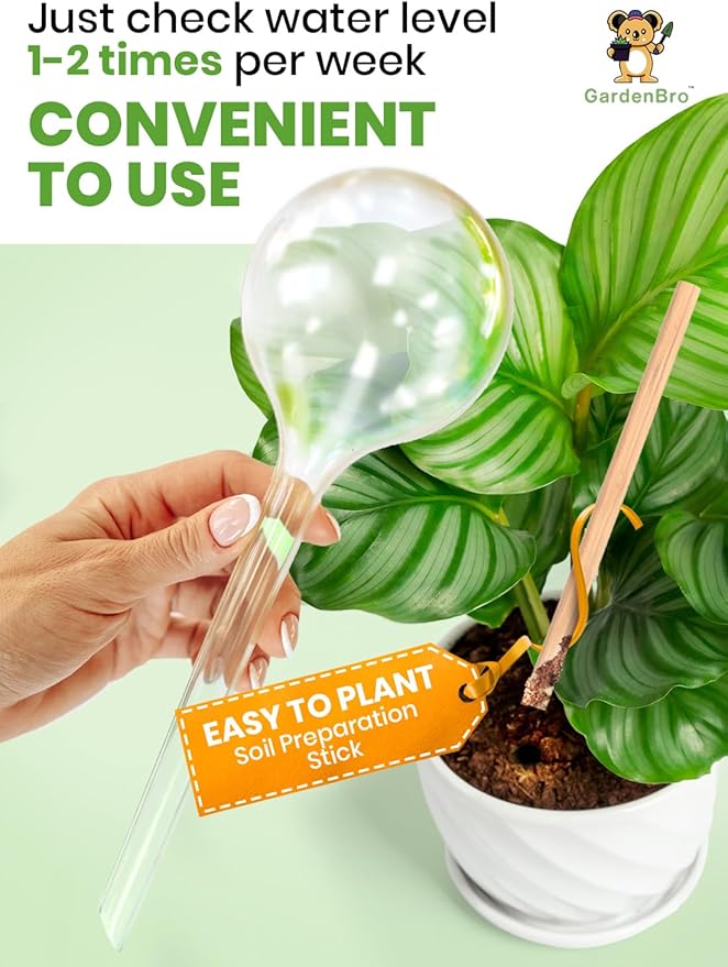 Plant Watering Globes Plastic Set of 4 - Automatic Plant Waterer Set for Indoor and Outdoor Plant Watering - Self Watering Planter Insert System with Plastic Watering Bulbs (4 pcs, Globes)