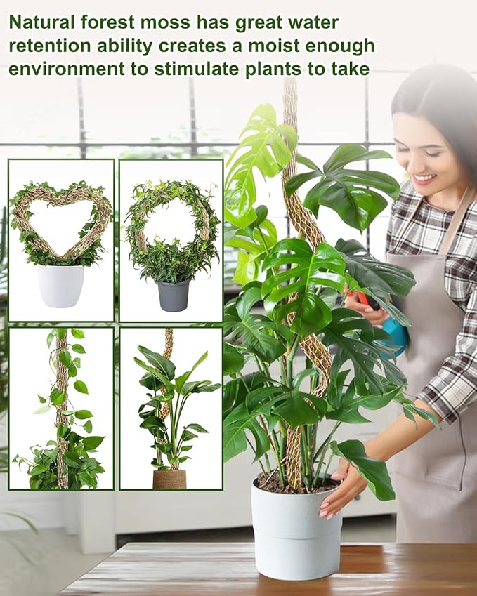 Moss Pole 2 Pack 30inch Moss Pole Monstera Plant Support Bendable Moss Pole for Plants Tall Plant Moss Pole,Moss Pole for Plants Indoor,Monstera Moss Pole