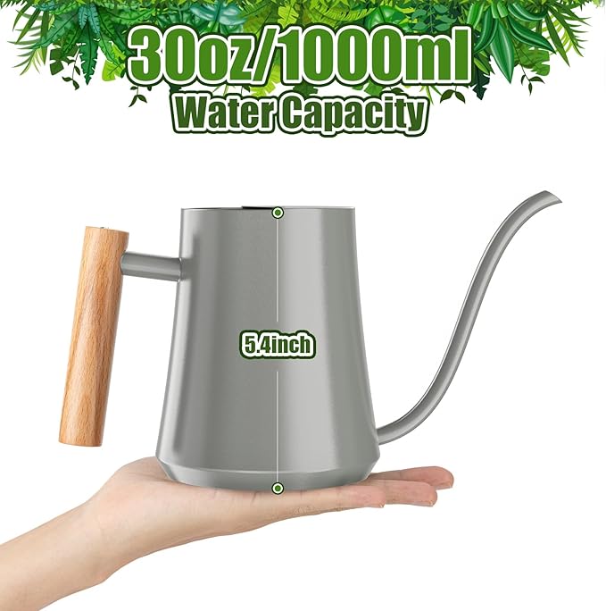 Watering Can Indoor Plants 35oz Elephant Gray Water Can Indoor Metal Small Water Can Pot with Long Spout for House Bonsai Plants Garden Flower Decorative