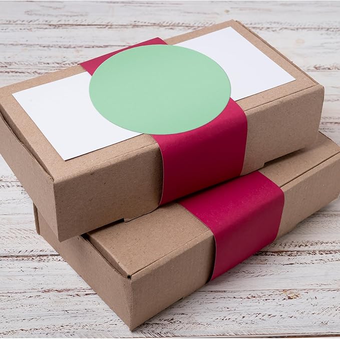 Green Circle Thermal Labels Vinyl 3 Inch Self-Adhesive Round Stickers Roll Waterproof Printer Decals Name Tag for QR Code DIY Office Address 500 PCS