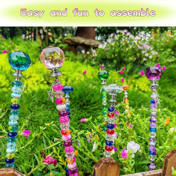 320 Pcs Beadable Items - DIY 10&12 Inch Fairy Wand Beaded Garden Stakes Decorative Kit, Fairy Garden Accessories Outdoor Kit for Different Festivals