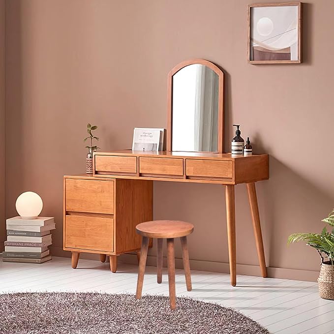 Stools Chair dining chair Dressing wooden stool shower stool Stool Kitchen Bar Stool Side wood Table Round Wooden Bedroom Living Room Dining Table Dining Room Bar plant stand (walnut color)