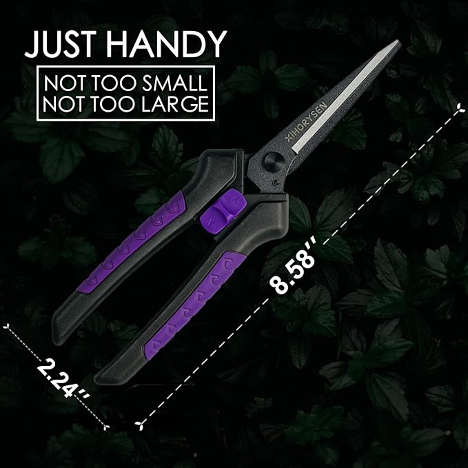 Buds Leaf Stem Fruit Flower Garden Scissors Non-stick Resin Resist Blade 8.58" Precision Micro-Tip Pruning Shears Bigger Grip Pruner Snips Effort-saving Ergonomical Gardening Trimming Scissors
