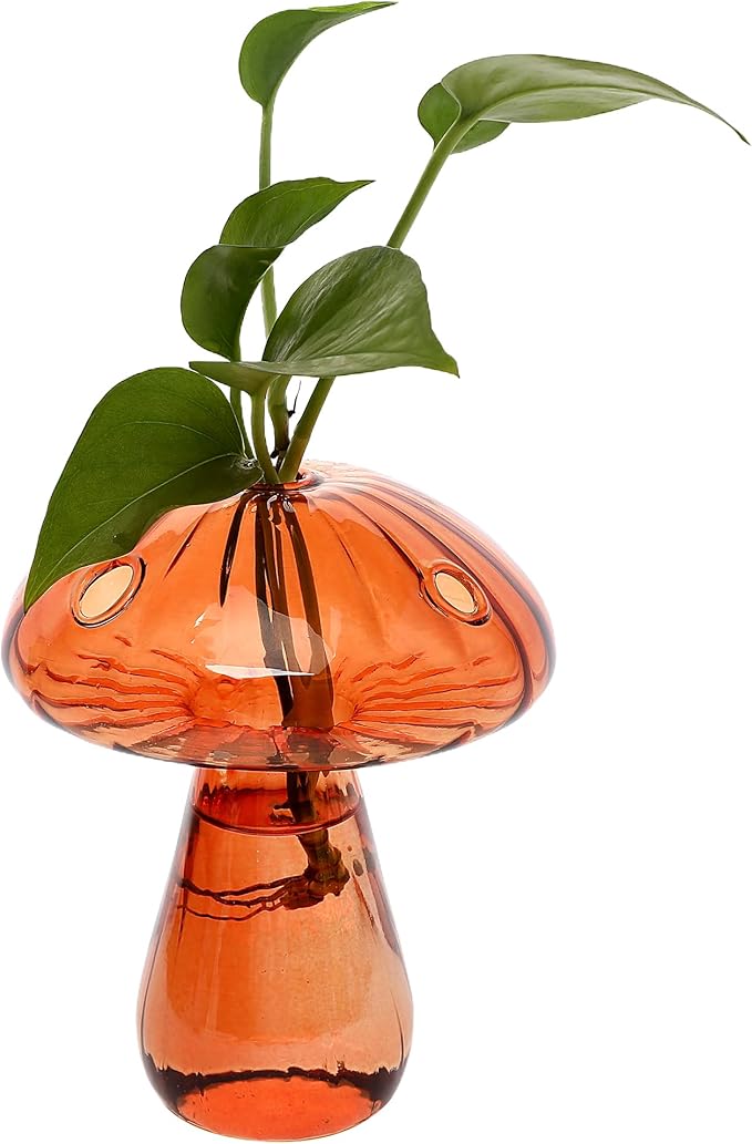 Mushroom Glass Vase Propagation Stations Flower Vases Home Decor Mushroom Planter Cute Vases Garden Decoration Set of 2