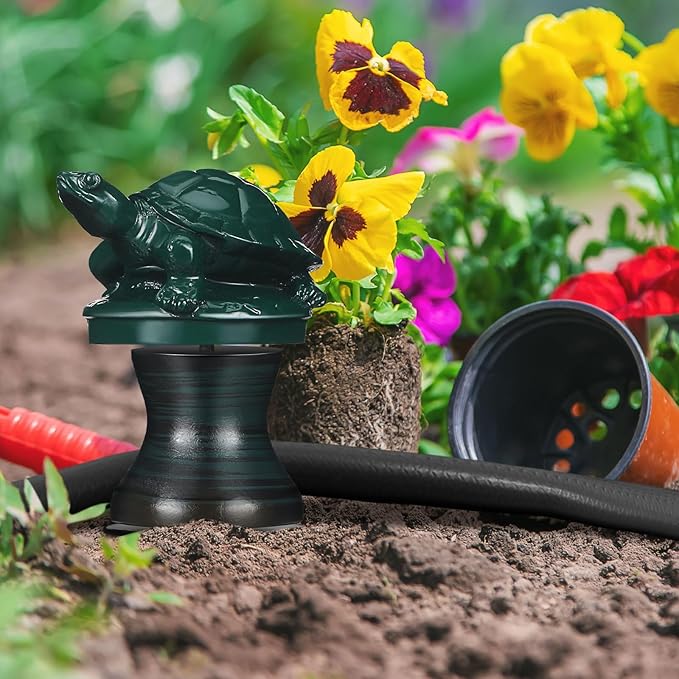 Tandefio 3 Pcs Garden Hose Guide Stake 12 Inch Heavy Duty Metal Water Hose Guard Roller Guide Decorative Garden Stake Spike for Flower Bed Plant Protection Outside Yard Lawn