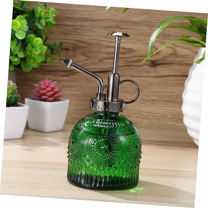 Embossed Thick Glass Plant Mister Spray Bottle with Nozzle Non Slip Glass Spray Bottle for Indoor Plants Multi Functional Watering and Cleaning Mister for Home and Garden Use