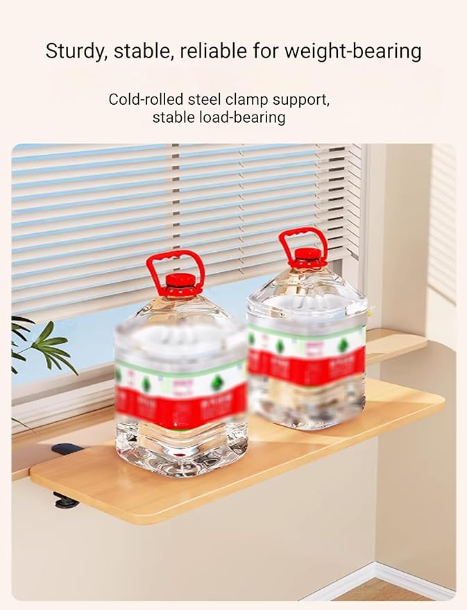 Window Sill Extender, Clamp-On Desk Edge Extension Plate Shelf for Decor and Storage