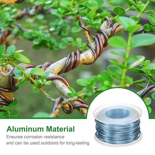 HARFINGTON Bonsai Wire Anodized Aluminum Training Wire Roll 1mm/18 Gauge 98ft Length Bendable Bonsai Tree Kit for Garden, Horticulture, Landscape, Planting, Gray Blue