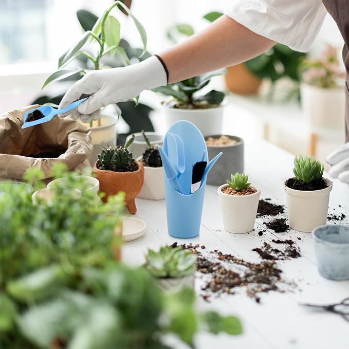 Mini Succulent Tools, 5Pc Succulent Planting Tools Kit for Indoor Planting, Succulent Gardening Tools for Digging, 2 Colors Shovel Scoop Bucket Spoon Brush Outdoor Plant Care (Blue)