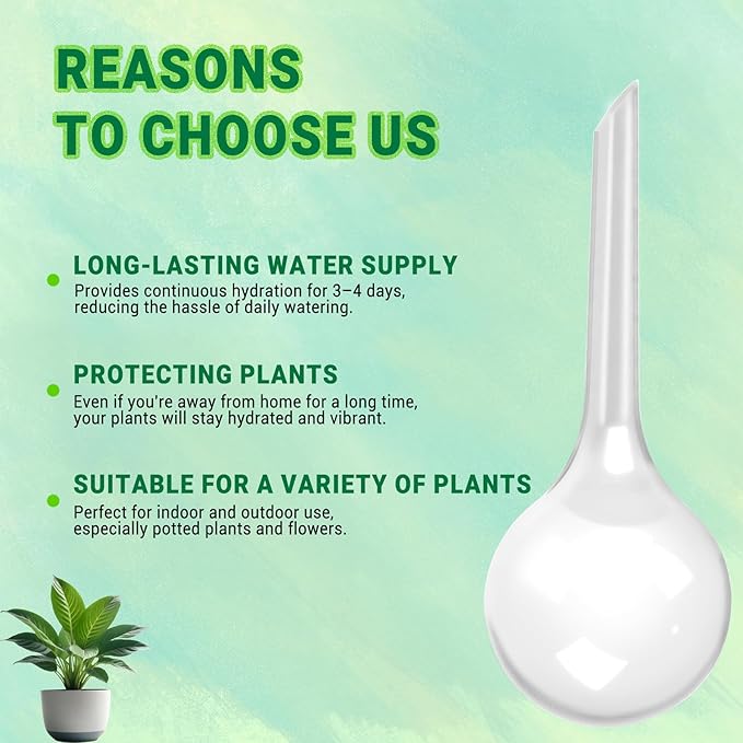 2 Pack Small Self-Plant Watering Globes – Automatic Plant Waterer Bulbs, Plant Watering System for Indoor and Outdoor Potted Houseplants, Plant Watering Devices (White, Small Size)