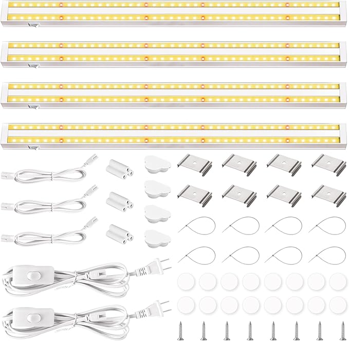 FOXGARDEN Grow Lights for Indoor Plants, 2FT 40W (4×10W) Full Spectrum LED Plant Growing Lamp, Grow Light Strip, Grow Light for Seed Starting, Plug and Play, Separate Switch, 4-Pack