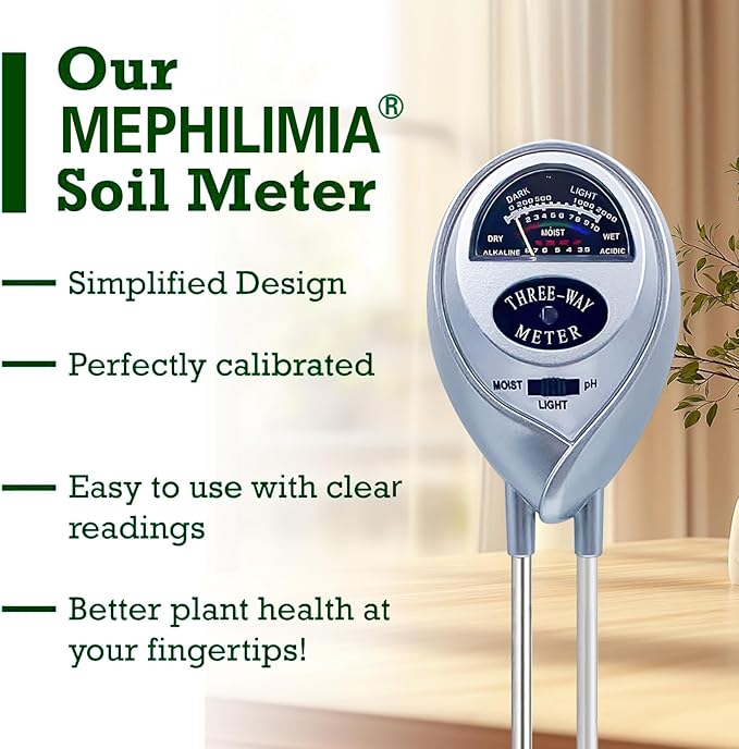 Soil Tester, Soil pH Meter, 3-in-1 Soil Moisture/Light/pH Tester, Plant Moisture Meter Light and PH Tester Gardening Tool Kits for Plant Care, Great for Garden, Lawn, Farm, Indoor & Outdoor Use