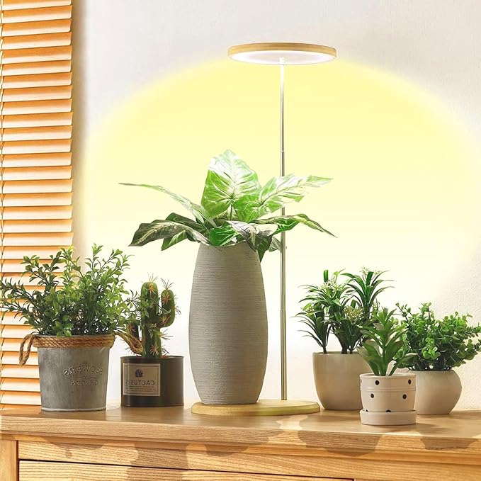 yadoker Plant Grow Light for Indoor Plant, Bamboo Mini LED Grow Light Garden,Height Adjustable,Automatic Timer with 8/12/16 Hours