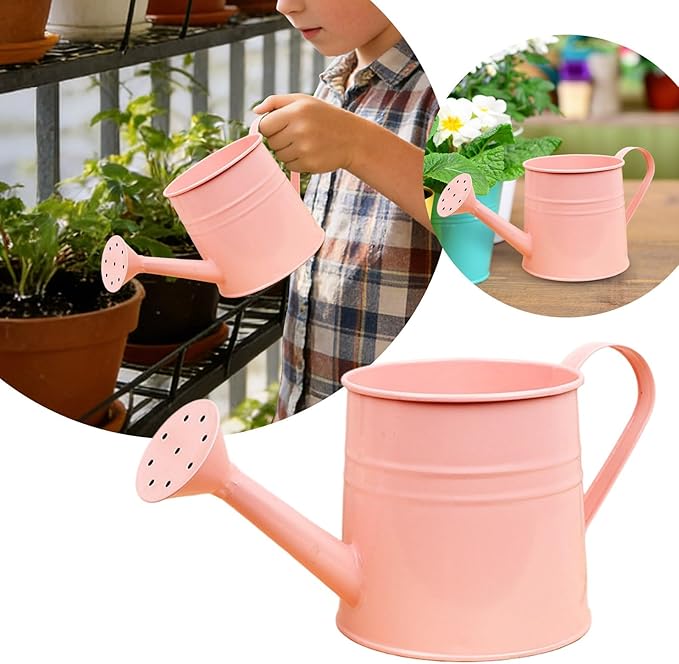 1.6L Watering Can for Indoor Outdoor Plants, Modern Small Watering Cans, Metal Flower Watering Can, Long Spout Watering Can-Colorful Plant Waterer for Indoor Bonsai Plants Garden Flowers (Pink)