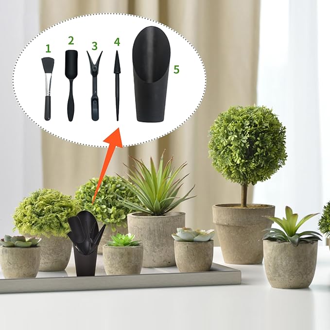 Mini Succulent Tools, 5Pc Succulent Planting Tools Kit for Indoor Planting, Succulent Gardening Tools for Digging, 2 Colors Shovel Scoop Bucket Spoon Brush Outdoor Plant Care (Pink)