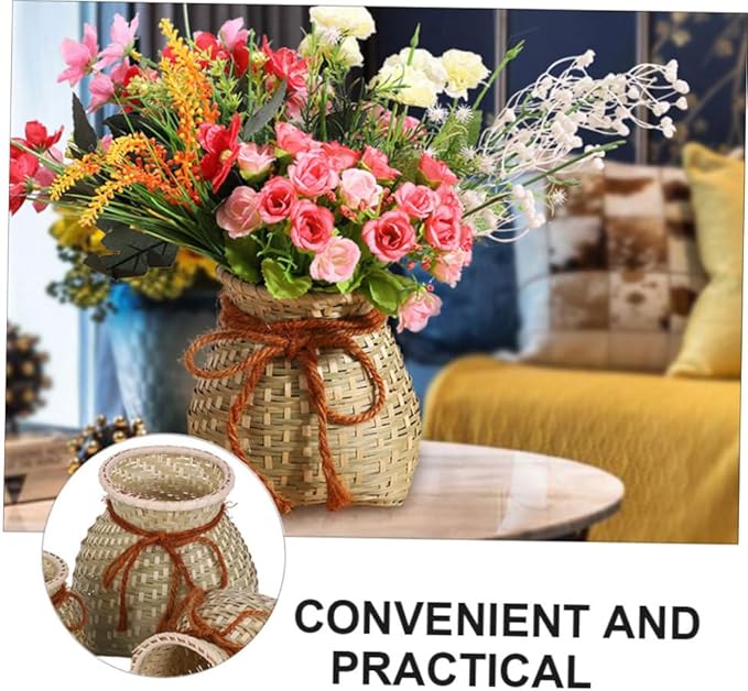 Zerodeko 1pc Bamboo Basket Rustic Decor Fish Aquarium Decoration Pastoral Style French Decor Containers for Fruit Table Top Decor Plant Pot Indoor Hand- Rattan Child Bread Basket